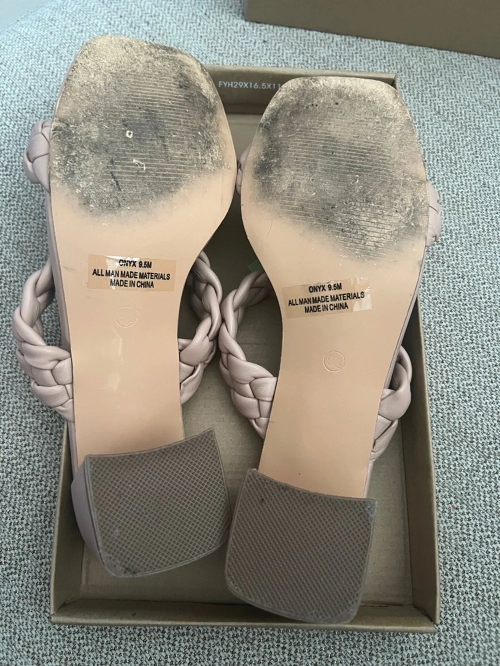 Cushionaire Onyx Nude 9.5 Braided Sandals Shoes Block Heels